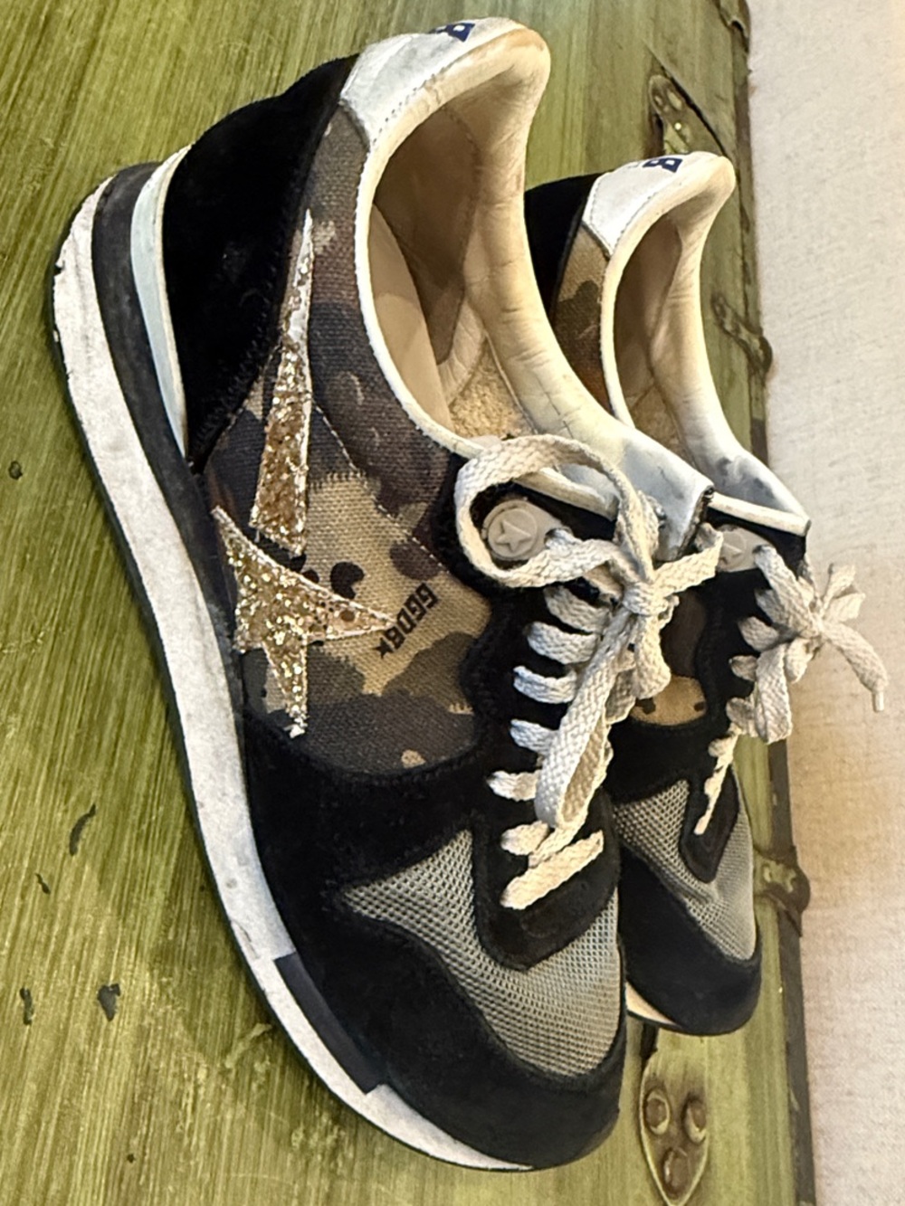 Golden Goose Running Black & Gray Camo Women's Sneakers - Picture 3 of 7